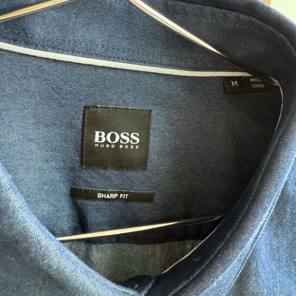 NWT Hugo Boss Robbie Sharp Fit Shirt, Navy Blue, Medium - Picture 4 of 5